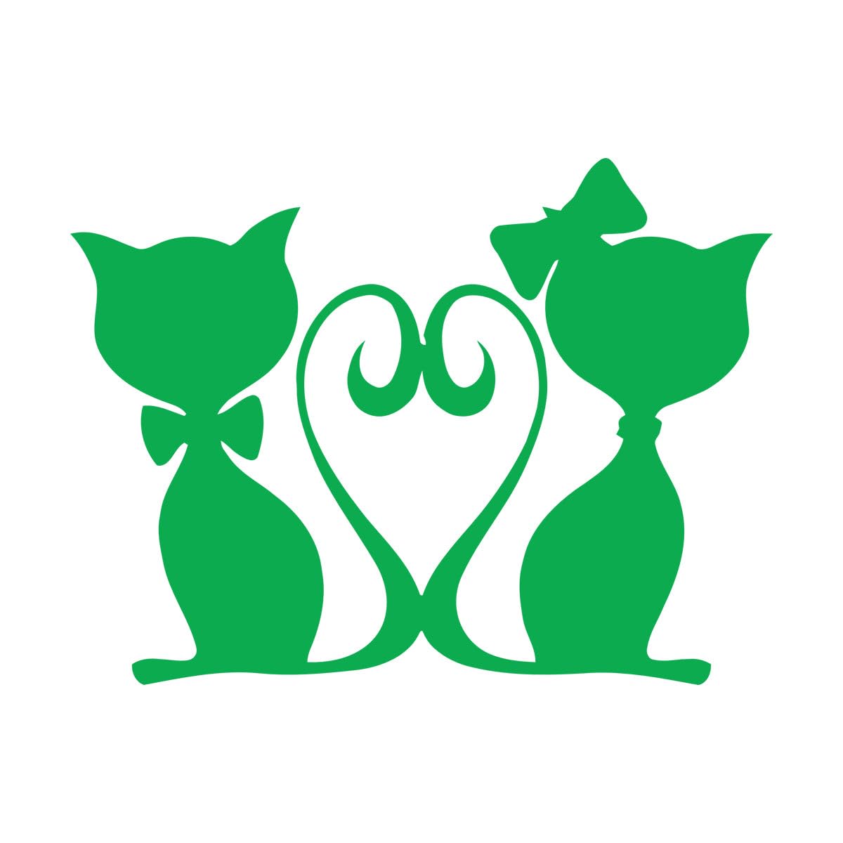 Engraving Decals Kittens Cat Couple Love Pets Heart 54x74.4cm Art Decoration Large Green — image 1