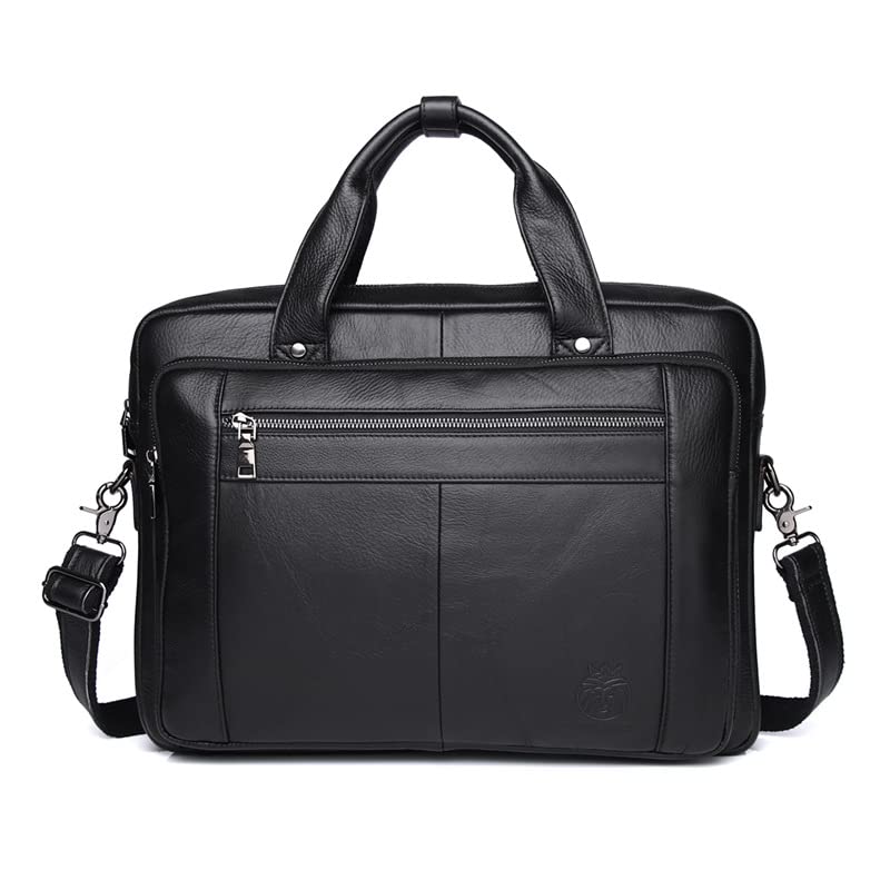 Business mens leather briefcase, leather mens business bag, leather 16-inch hand-held one-shoulder laptop bag