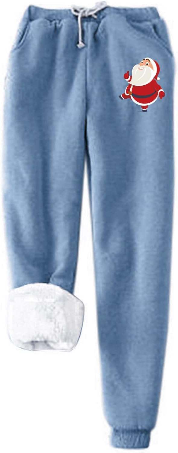 GenericFleece Lined Sweatpants with Pockets for Women Thermal Warm Winter Track Pants for Ladies Elastic High Waisted Soft Yoga Pants