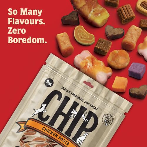 Image of ChipChops Chicken Pasta Dog Treat are an Excellent Source of Protein and Low in Fat, Providing a Healthy Snack Option for Your Dog 250g Pack of (2)