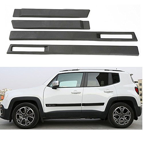 FMtoppeak ABS Body Side Moulding Door Cover Trim Kit Molding Protector Car Styling Mouldings for Jeep Renegade 2015-2018 Black