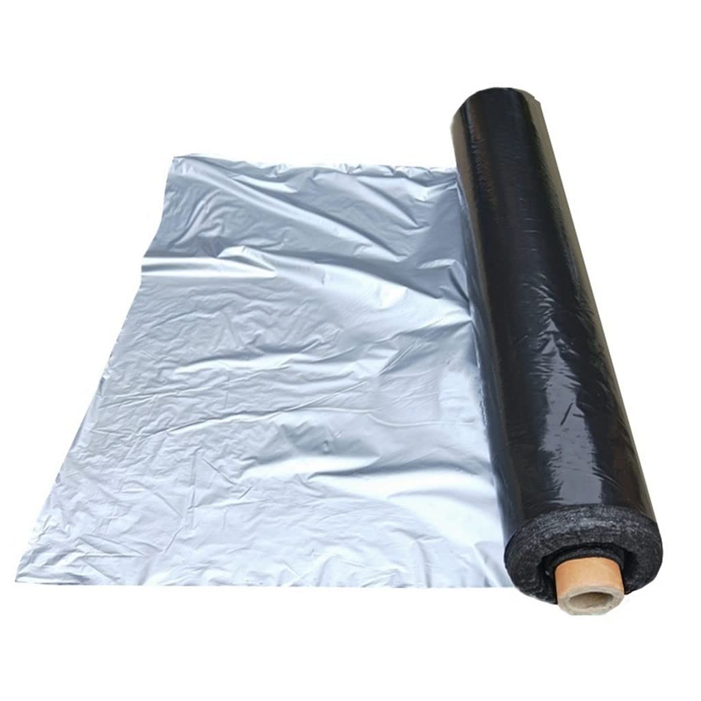 50m/lote de película de mantillo negra plateada, mantillo de Control de malezas reflectante for invernadero de jardín, película de plástico for árboles frutales de huerto(0.02mm,Width 2000mm)