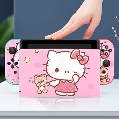Dlseego Switch Skin Sticker Pretty Pattern Full Wrap Skin Protective Film Sticker Design For Switch-Pink Cat #TOP2