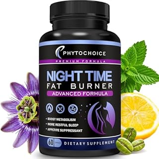 Night Time Fat Burner - Weight Loss Diet Pills with Magnesium Melatonin CLA L-Carnitine that Work at Night, Appetite Suppressant, Carb Blocker, Nighttime Metabolism Booster for Women and Men 60 Caps.