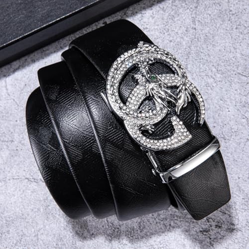 Barry.Wang Mens Ratchet Belt,Genuine Leather Belts 1 3/8" Automatic Buckle Carnival Dress Casual,Trim To Fit - Image 3