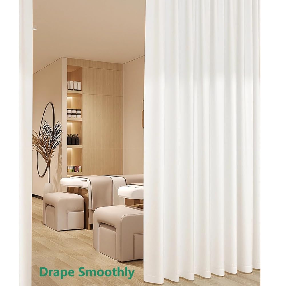 Paravent de séparation avec Barre de Suspension en métal, idéal pour Les Salons de beauté, Les Bureaux, etc., 1 paravent (Couleur : Blanc, Taille : 200 cm)