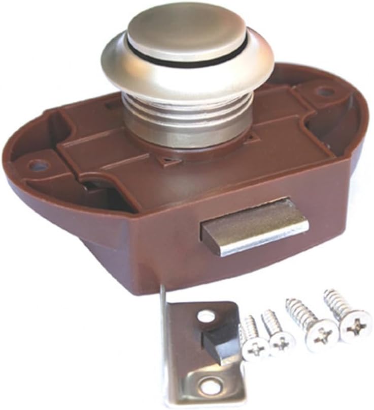 DAZZLEEX Push Button Lock With Matching Parts Push Button Cabinet Door Catch Lock Caravan Motorhome Camper Latch Cupboard