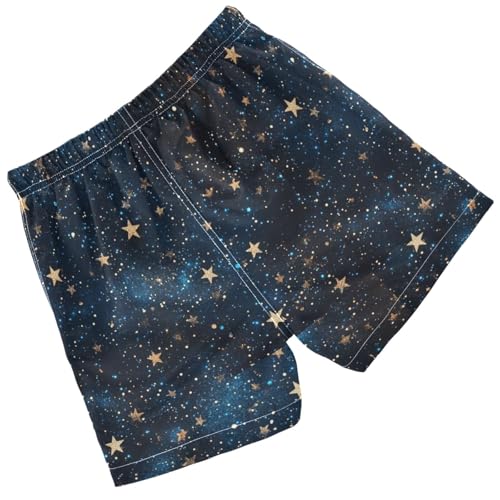 Pigsaly Boys Swim Trunks Black Navy Blue Sky Gradient Flash Gold Stars Glitter Boys Board Shorts Swimsuit Swimwear 2T2
