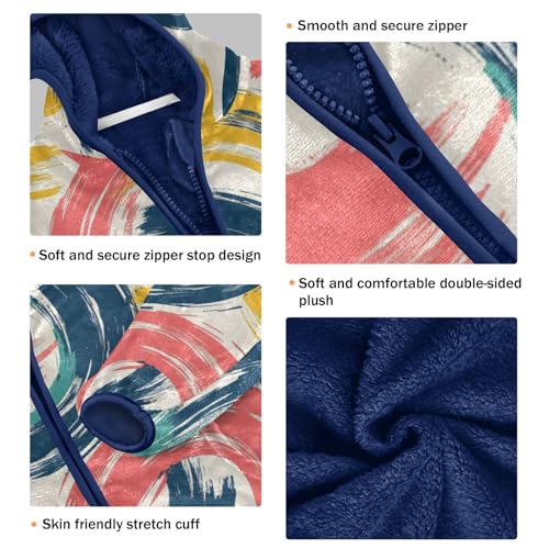 Colorful Bold Curved Lines Girls Fleece Jacket Girls Fall Jacket Girls Zip Up Hoodie Girls Sherpa Jacket 2-10T3