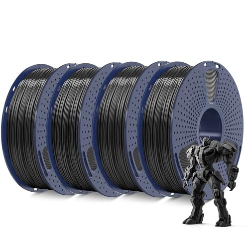 SUNLU 4KG ABS Filament 1.75 mm 3D Drucker Filament Bündeln Hoch Temperaturbeständiges ABS 3D Druckfilament Hohe Festigkeit Schlagfest 1 kg pro Spule 4 Rollen Schwarz