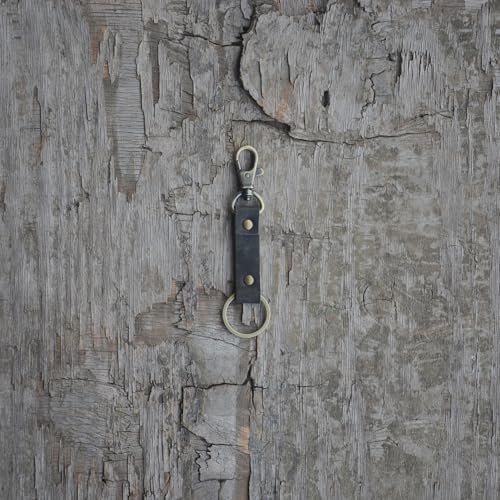 Image of JJNUSA Genuine Leather Keychain Walnut Leather Key Holder Mens Belt Key Chain Ring Fob