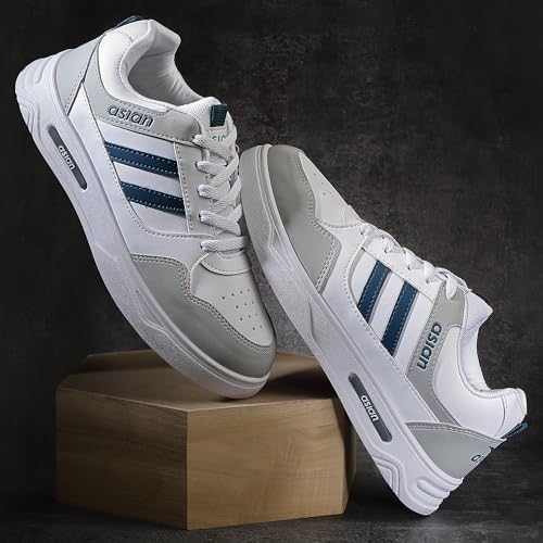 Image of ASIAN Men's BOSTON-02 White Casual Sneaker Shoes with Synthetic Upper Lightweight Comfortable Mid Top Sneaker Shoes for Men's & Boy's
