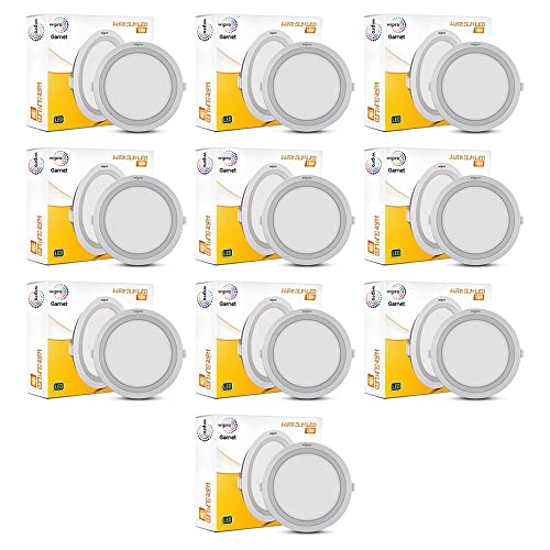 Image of Wipro Garnet 10W Round LED Wave Panel Light for Ceiling | Warm White Light (3000K) | Ultra-Slim Design | Recessed Down Light for False Ceiling |POP Ceiling Light | Cutout - 125mm | Pack of 10