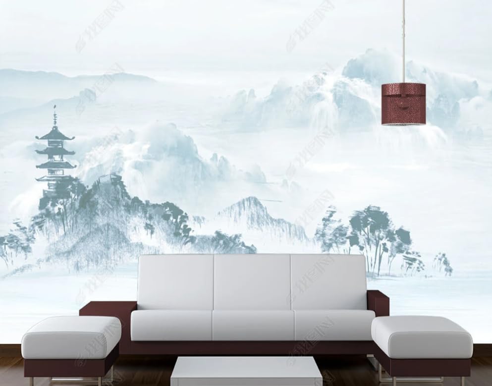 Papier peint intissé paysage encre de chine poster géant mural 400x280 cm