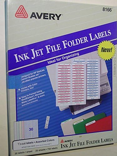 Avery 8166 Assorted File Folder Labels 1/3 Cut