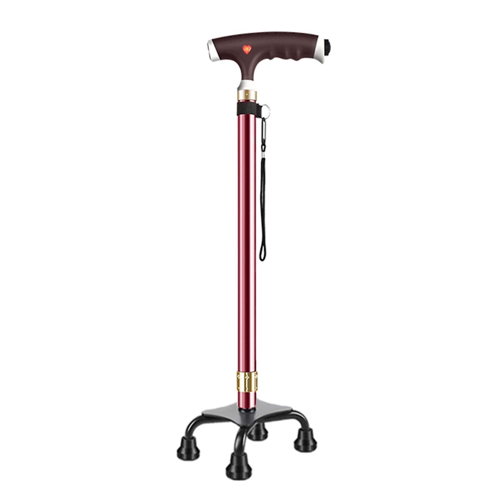 Bastone da Passeggio con Luce LED - Bastone da Passeggio Regolabile, Ausilio per La Mobilità in Equilibrio - Bastoni per La Mobilità con Manici A T Eleganti E Comodi E Pi(Rosso)