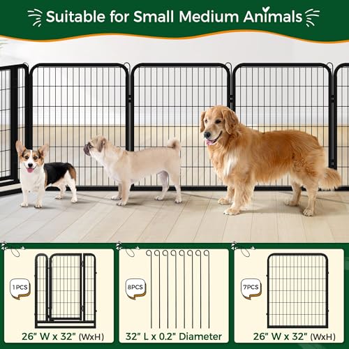 Yaheetech Dog Playpen Outdoor, 32 inch 8 Panels Dog Pen Indoor Heavy Duty Puppy Exercise Pen Metal Pet Fence for RV Camping/Yard/Garden - Image 6