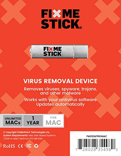 Preisvergleich Produktbild FixMeStick Pro Virenentfernungsgerät für Mac - entfernt Malware die Vergangenheit Virus-Software verrutscht - unbegrenzte Verwendung auf Macs für 1 Jahr