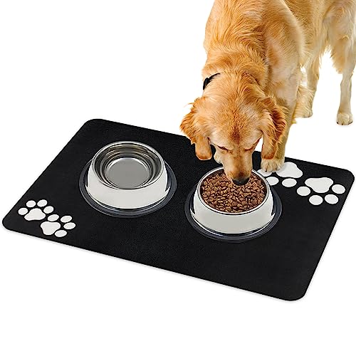 YOKUPOTAC Tapete absorbente de comida para perros, tapete para cuencos para perros, 50 x 30 cm, tapete de alimentación para perros para alimentos y agua, mantel individual antideslizante para