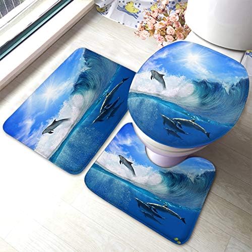 Amazon.com: Moslion Dolphin Bath Mat Ocean Animal Sea Sunlight Dolphins Underwater Waves ...