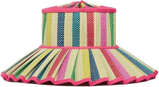 Sombrero reversible de paja plisado para mujer miniatura 1