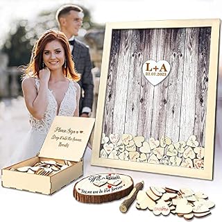 Wedding GuestBook Alternative Pen Sign Drop Top Wooden Frame for Baby Shower Birthday Party Decoration 120 Hearts