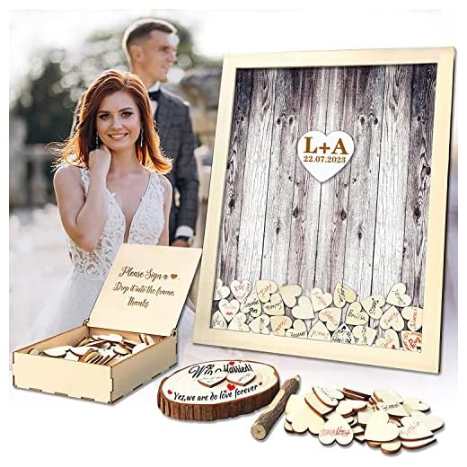 Cartel alternativo para libro de visitas de boda, marco de madera para baby shower, decoración de fiesta de cumpleaños, 120 corazones
