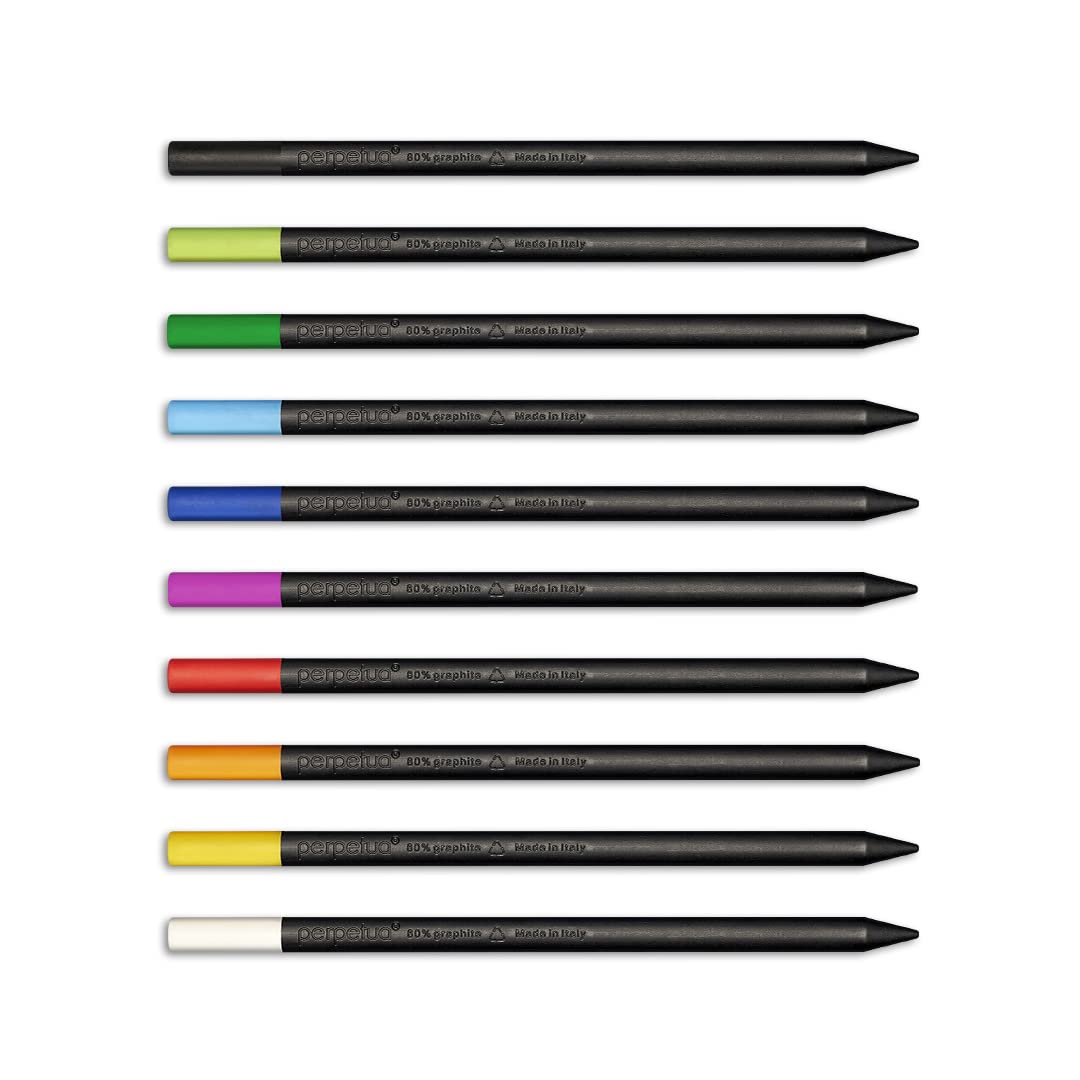 Perpetua öKologischer Bleistifte Sammelbleistift „Made In Italy“ Aus Recyceltem Graphit Mit Radiergummi Set 10 Bleistiften Design Und Technologie FüRs Schreiben Und Malen Geschenkideen