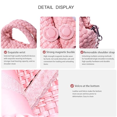 Image of Woven Tote Bag for Women with Coin Purse, Foldable Chain Small Crossbody Handbags, Fashion Shoulder Bag, Hobo Satchel