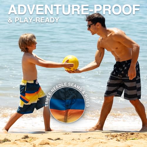 Image of Kanu Surf Boys' Victor Stripe Quick Dry Beach Board Shorts Swim Trunk