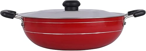 Kadai Kadhai - Utensilios de cocina antiadherentes de acero inoxidable, antiadherente, mango de acero inoxidable, 2 litros con tapa de acero, Kadhai
