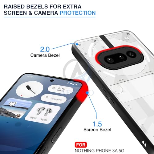 Image of AESTMO Nothing Phone 3A 5G Back Cover | 360 Protection | Crystal Clear Hard Back Transparent | Bumper Case for Nothing Phone 3A 5G (PC+TPU, Black Bumper)