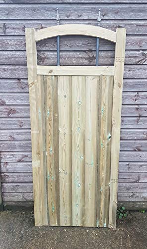 Wooden Dome Top Railing Spike Through Garden Gate 6ft H (182cm H x 115cm W)