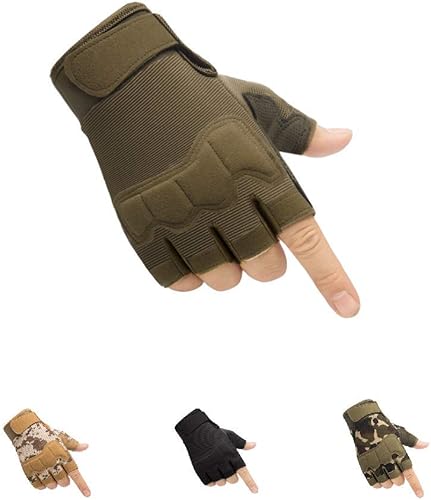Vista 11 de HYCOPROT Guantes tácticos sin dedos, protectores de nudillos, transpirables, ligeros, para exteriores, militares, para tiro, caza, motociclismo