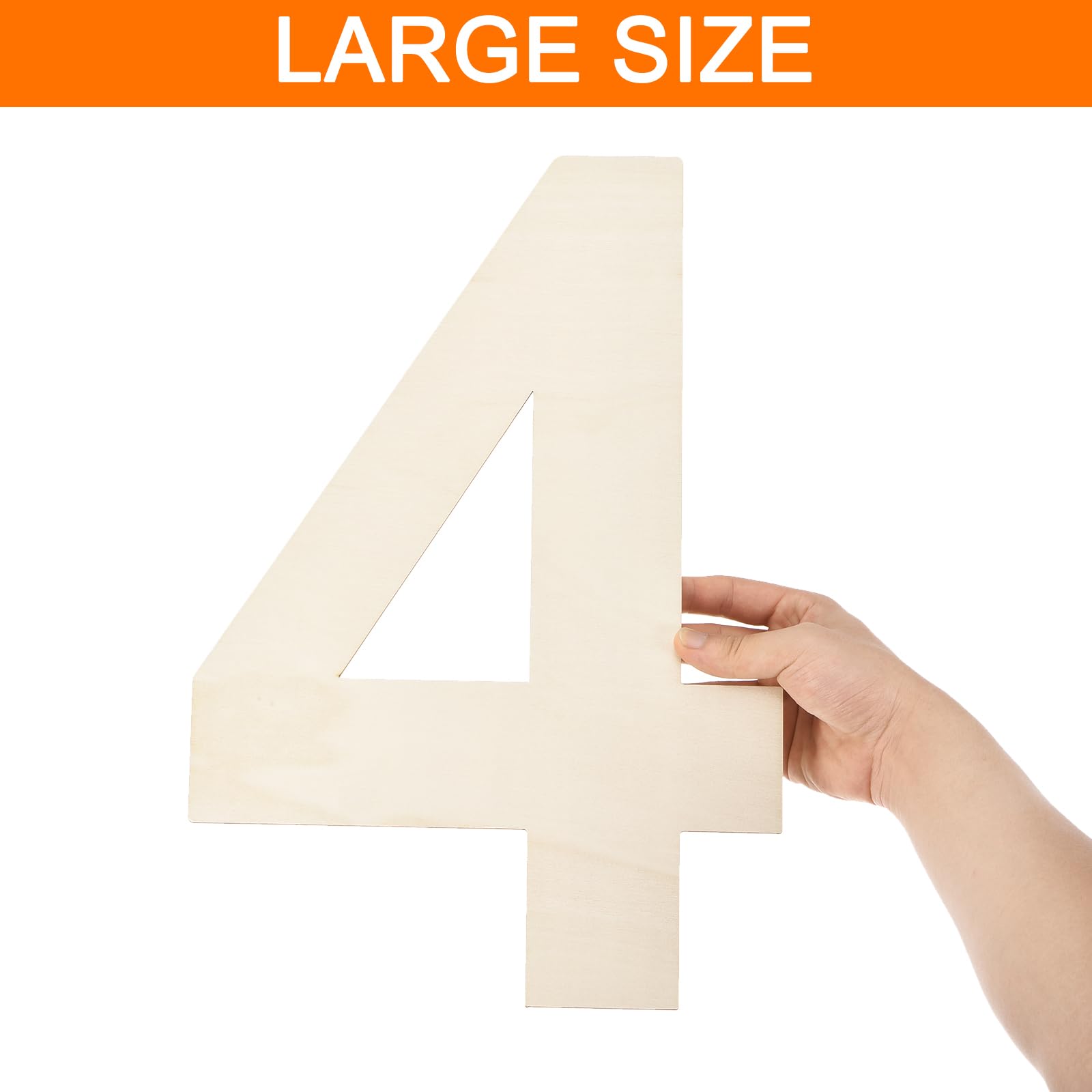 QUARKZMAN 15 Pollici Numero in Legno, Segno Numero Legno Non Finite Vuoto per Artigianato Progetti Fai Da Te Compleanni Feste Decorazioni Nuziali Decorazioni Murali(Numero 4)