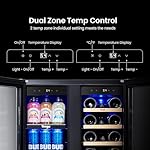 Yeego Wine and Beverage Refrigerator - 24 Inch Dual Zone Wine Fridge 60 Can & 20 Bottle, 36-72°F Cooler Built in Under Counter Fridge with Glass Door for Beer Soda Drink Home Bar Office - Image 2