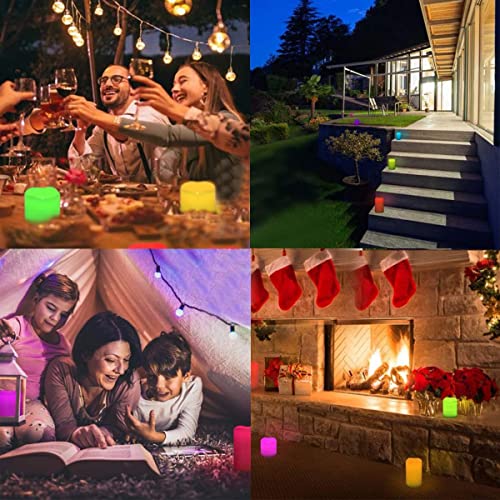 Enido 9 Pcs Color Changing Flameless Candles, Battery Operated LED Candles with Remote and Timer for Fall Decor, Holiday Decor (D: 3'' x H: 4''5''6'')