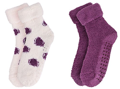 Eqoba Women's Soft Fuzzy Non-skid/Hospital/Anti Skid Socks,2 Pairs_Pack 1