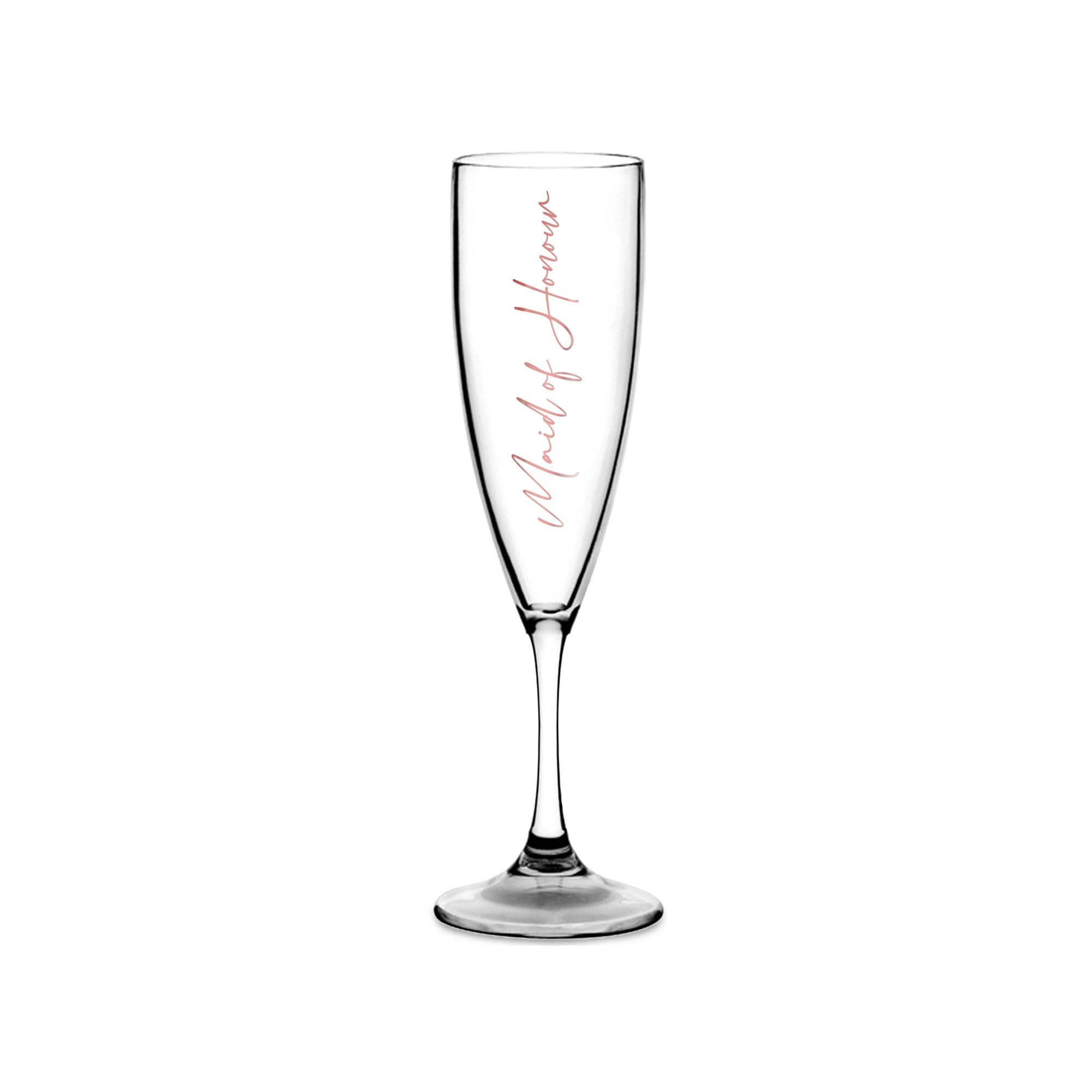 Print Maniacs Champagne Premium Clear Flute Glass Bride Groom Mr Mrs Wedding Maid Honour Wine Cocktail Prosecco Celebrations Gift (Copper, Maid of Honour)