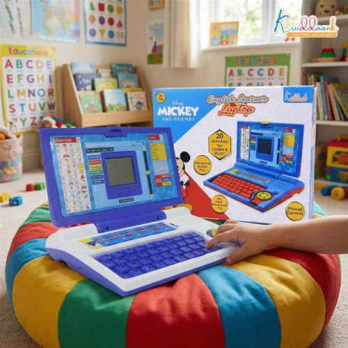Image of Mickey Educational Laptop for Kids Age 3+ | 20 Learning Activities for Alphabet, Math & Logic | Interactive Screen & Mouse Control | Memory Skill Development Toy Gift | Mickey Theme (Red)