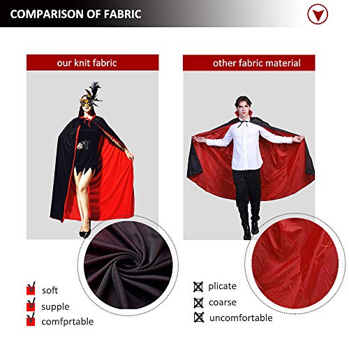 Cakka Halloween Vampire Cloak, 55 Inch Reversible Halloween Costume Cape With Vampire Teeth And Ears thumb #3