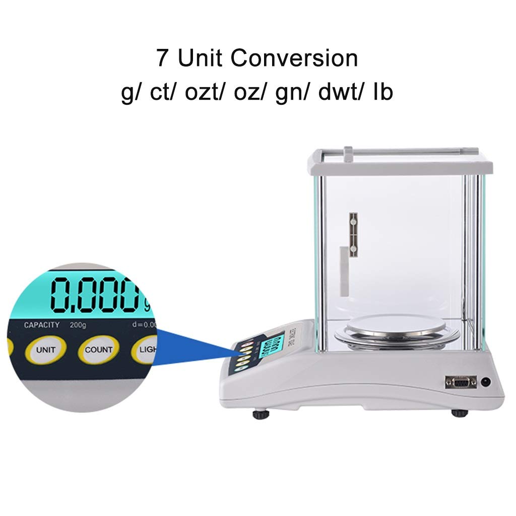 Balance électronique analytique numérique de Laboratoire de Haute précision pour Le Pesage de Bijoux, Le comptage Industriel et Scientifique, avec Pare-Brise, 300 g/0,01,300g/0.01g