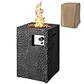 Giantex Fire Pit for Outside 16’’Gas Fireplaces, 30,000 BTU Electronic Ignition Square with Lava Rocks, Instant Touch-up Pen, Waterproof Cover, for Patio,Outdoor, CSA Certified Outdoor Firepits(Black)