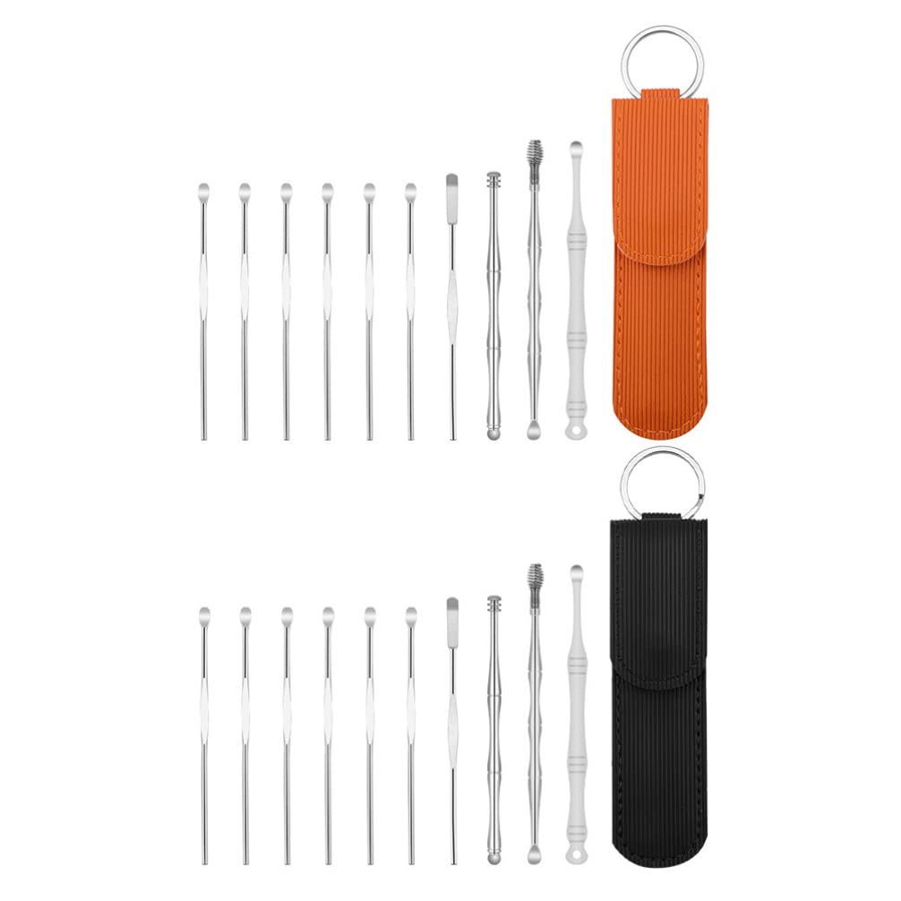 Beaupretty 2sets Stainless Steel Ear Picks Dual-Ended Earwax Removal Tool Spiral Design for Cleaning Portable Ear Care for