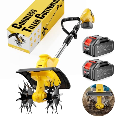 21V Cordless Tiller Cultivator, Battery Powered...