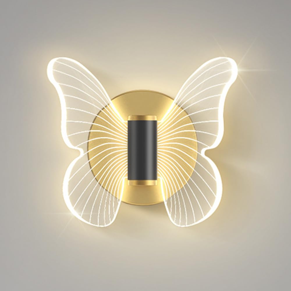 Lampada Da Parete a LED a Farfalla, Applique Da Parete Moderne a Farfalla, Apparecchio di Illuminazione a Parete a LED Luce Lampada Muro animale Creativo Bambini Vivaio Stanza, Bianco caldo (singolo)