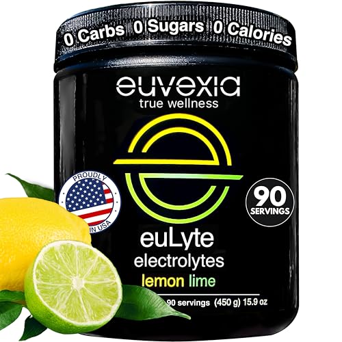 Dr Ekberg euLyte Instant Hydration Electrolytes Powder Zero Sugar Carb Calorie Lemon Lime Drink Mix • 80+ Minerals Magnesium Potassium Calcium Trace Minerals • Fasting Keto Stevia • 90 Servings