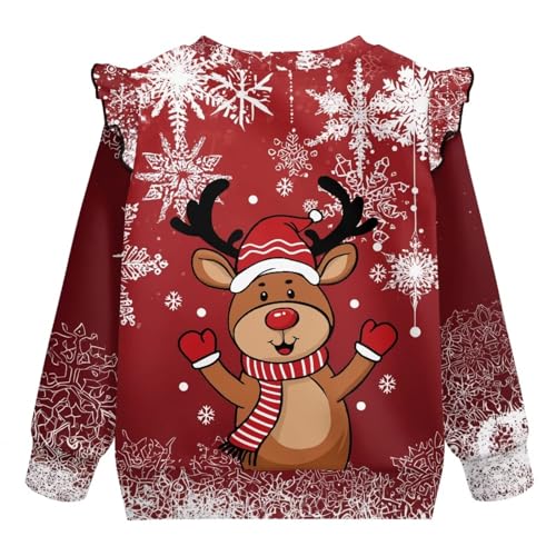 Toddler Christmas Sweatshirts Ruffle Fall Clothes Girls Long Sleeve Shirts Crewneck Tops for Holiday 1-8 Years2