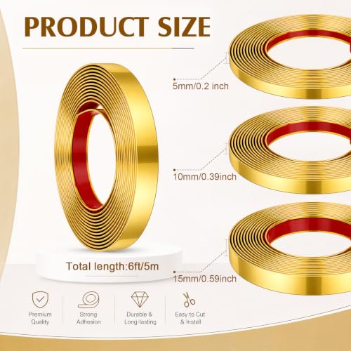 Moldura dorada para pared y techo autoadhesiva de 14.9m reutilizable 3