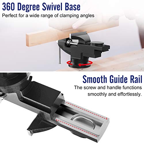 image for Housolution 3 Inch Universal Swivel Base Table Vise, 360°Rotating Ben